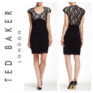 Ted Baker London Briony Black Lace Bodycon Sheath Dress Size 0 Great Condition